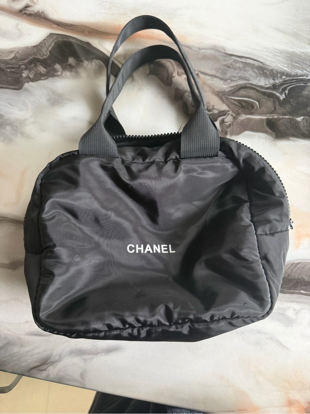 CHANEL Black Mini Quilted toiletry Bag